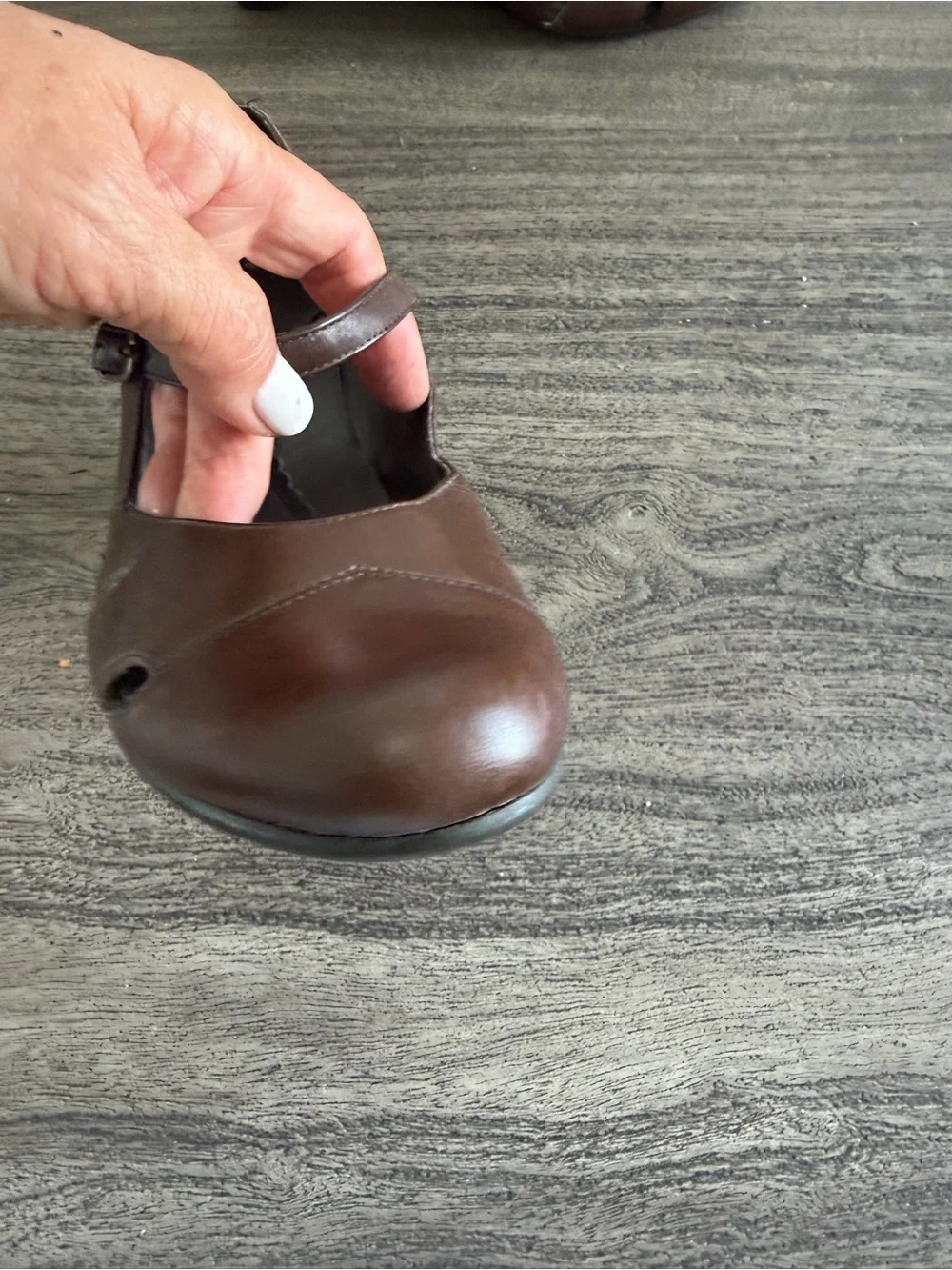 Bass Brown Leather Mary Jane Wedge Heels